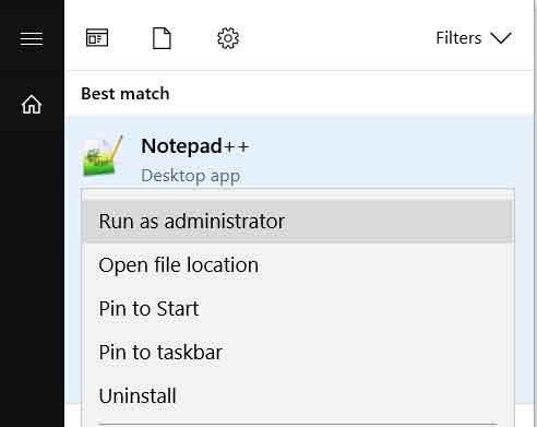 Notepad++ Run as administrator