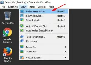 how to escape full screen mode virtualbox