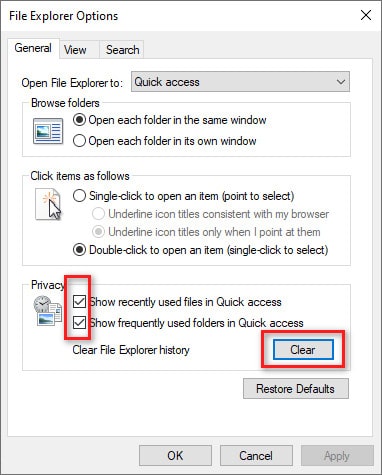 Delete File Explorer History