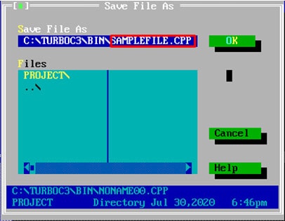 Save File in Turbo C++
