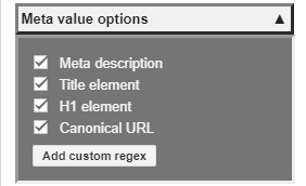 Meta value options