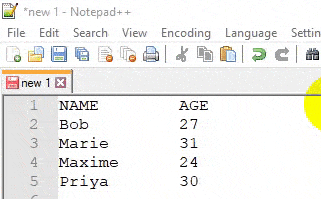 Column Mode Editing in Notepad++